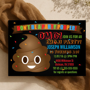 Funny Poop Emoji Birthday Party Invitation Kaart