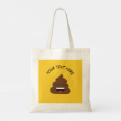 Funny Poop Emoji met Custom Message Tote Bag (Achterkant)
