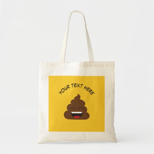 Funny Poop Emoji met Custom Message Tote Bag (Voorkant)