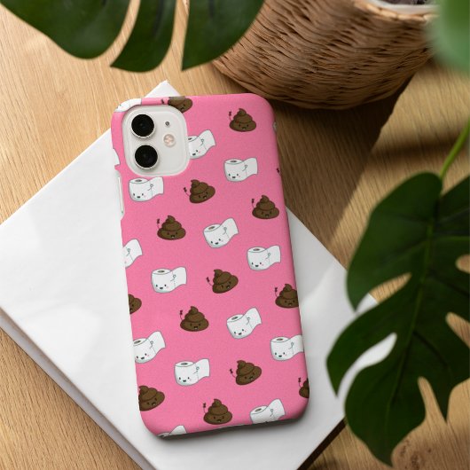 Funny Poop Emoji & Toilet Paper Pattern Case-Mate iPhone Case
