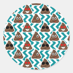 Funny Poop Emojis Blauwgroen Patterned Stickers