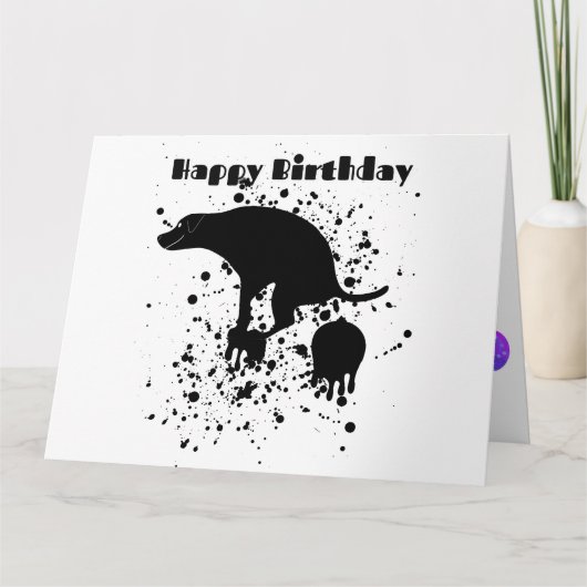 Funny Pooping Birthday Dog Kaart (Voorkant)