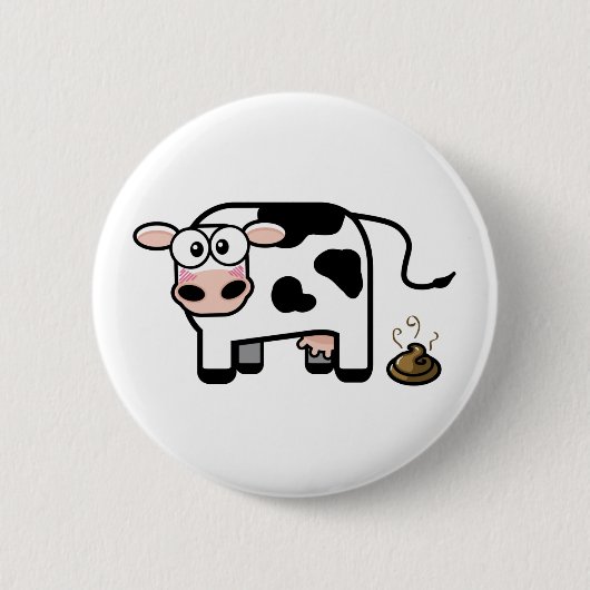 Funny Pooping Cow Button (Voorkant)