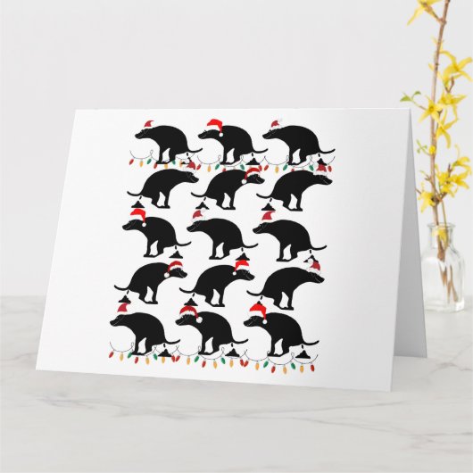 Funny Pooping-kersthonden Kaart (Gele Bloem)