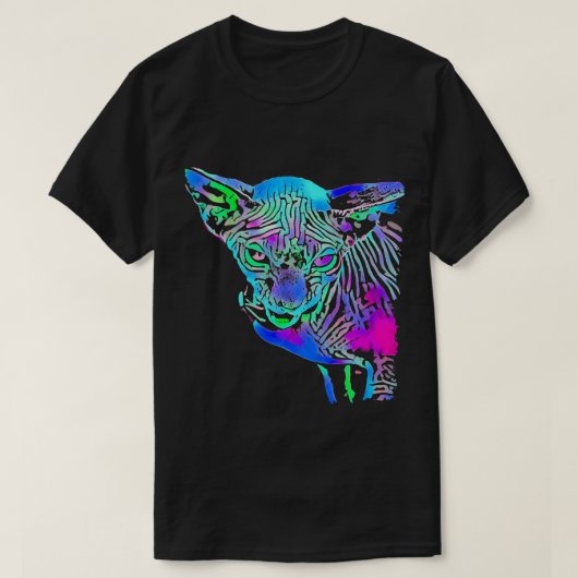 Funny pop art sphyn cat face t-shirt (Design voorkant)