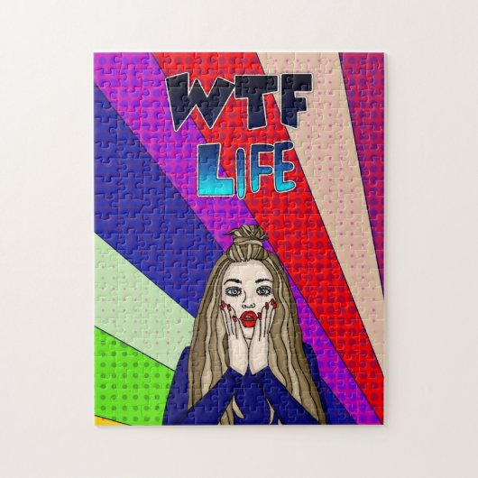 Funny Pop Art WTF Life ] Lady Freaking out Legpuzzel (Verticaal)