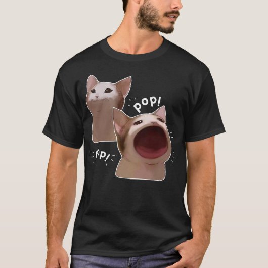 Funny Pop Cat Meme T-shirt (Voorkant)
