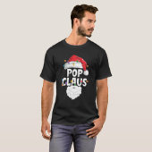 Funny Pop Claus Santa Hat Familiekerstpyjama T-shirt (Voorkant volledig)