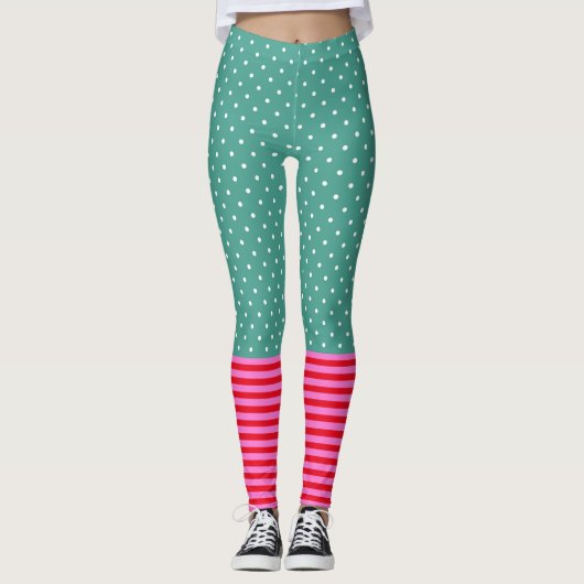 Funny Pop Culture Polka Dots Stripes Patronen Leggings (Voorkant)