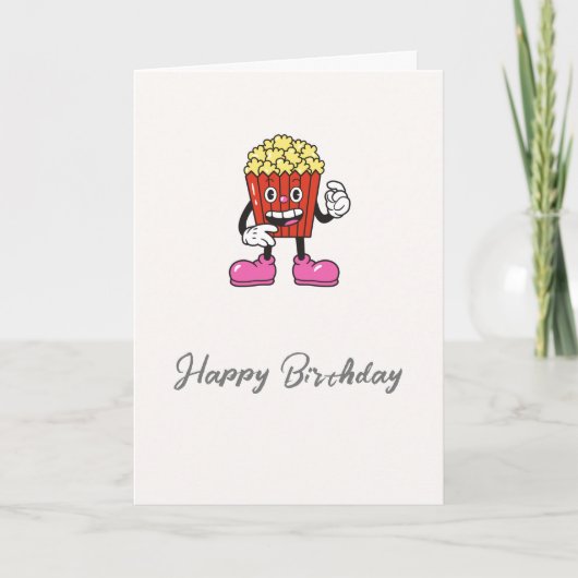Funny Popcorn Birthday-kaart Bedankkaart (Voorkant)
