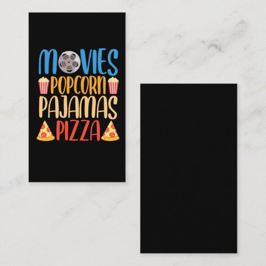 Funny Popcorn Film en Pizza Film Food Night Visitekaartje (Voorkant / Achterkant)