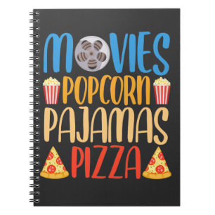 Funny Popcorn Movie and Pizza Film Food Night Notitieboek