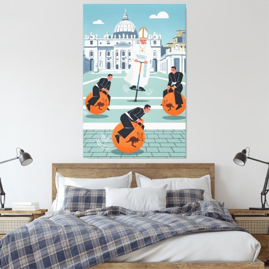 Funny Pope and priests Canvas Afdruk (Insitu (Slaapkamer))
