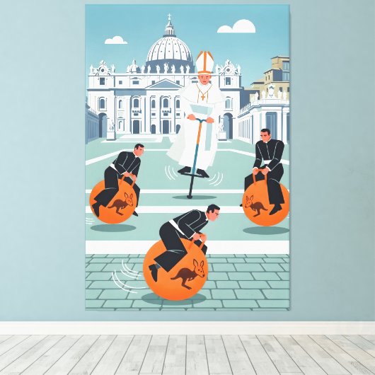 Funny Pope and priests Canvas Afdruk (Insitu (Houten vloer))