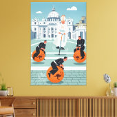 Funny Pope and priests Canvas Afdruk (Insitu (Woonkamer))