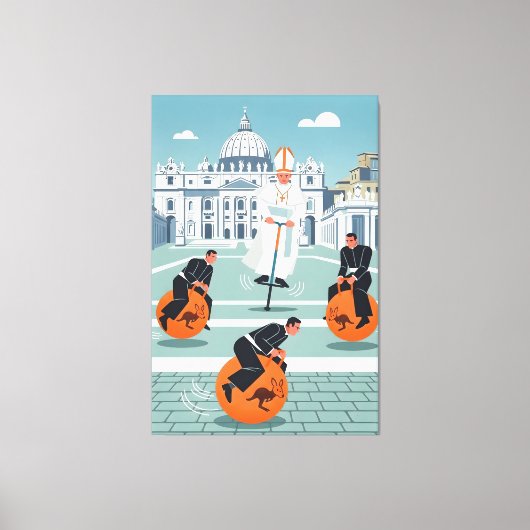 Funny Pope and priests Canvas Afdruk (Voorkant)
