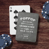 Funny Poppop Grandfather Monogram Pokerkaarten