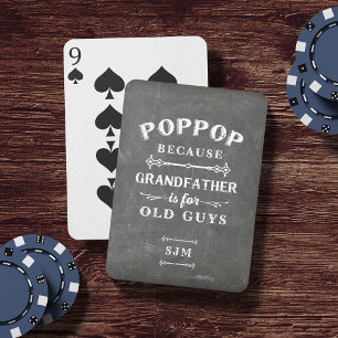 Funny Poppop Grandfather Monogram Pokerkaarten