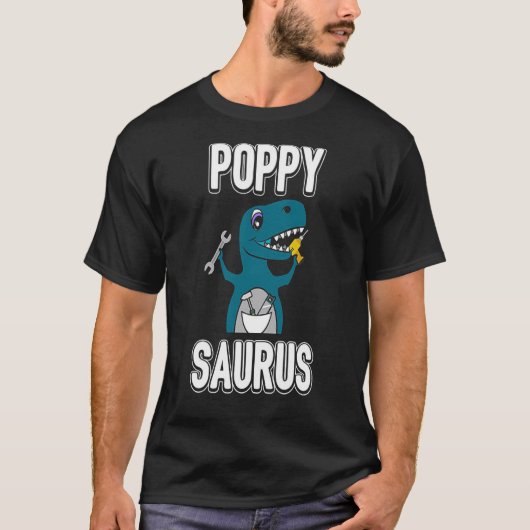 Funny Poppy Saurus T-Shirt - Proud Grandfather Day (Voorkant)