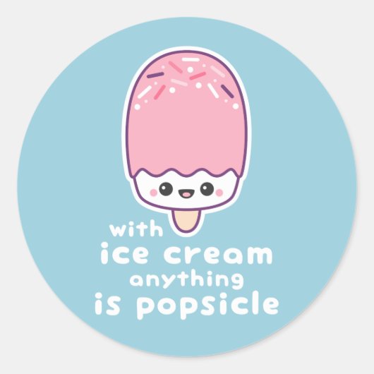 Funny Popsicle Pun Ronde Sticker (Voorkant)