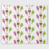 Funny popsicles en ice cartoon illustratie cadeaupapier (Vlak)