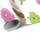 Funny popsicles en ice cartoon illustratie cadeaupapier (Rol Hoek)