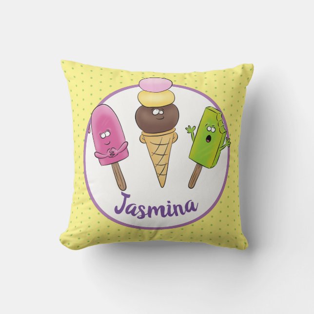 Funny popsicles en ice cartoon illustratie kussen (Voorkant)
