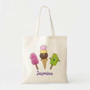 Funny popsicles en ice cartoon illustratie tote bag