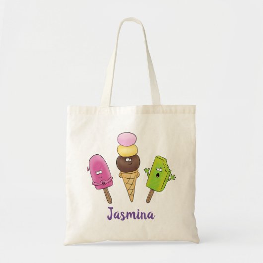 Funny popsicles en ice cartoon illustratie tote bag (Voorkant)