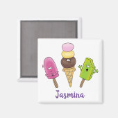Funny popsicles en icecream cartoon magneet (Voorkant / Achterkant)
