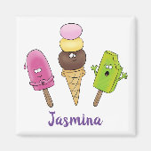 Funny popsicles en icecream cartoon magneet (Voorkant)