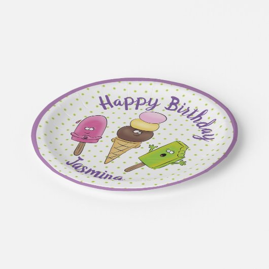 Funny popsicles en icecream cartoon papieren bordje (Gekanteld)