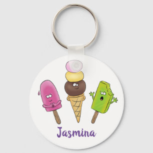 Funny popsicles en icecream cartoon sleutelhanger