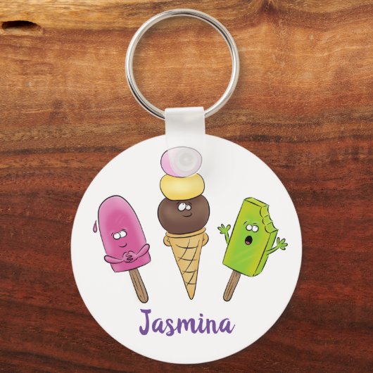 Funny popsicles en icecream cartoon sleutelhanger (Voorkant)