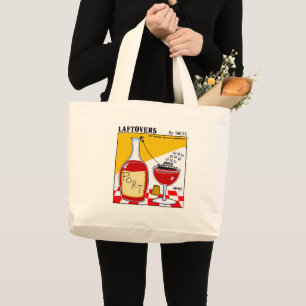 Funny Port Wine Cartoon Art met Cruise Ship Cute Grote Tote Bag