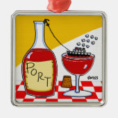 Funny Port Wine Cartoon Kerstmis Metalen Ornament (Voorkant)