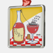Funny Port Wine Cartoon Kerstmis Metalen Ornament (Links)