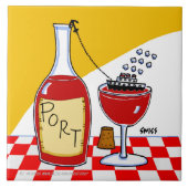 Funny Port Wine Cartoon Ocean Cruiseschip Tegeltje (Voorkant)