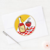 Funny Port Wine Lover Cartoon Ronde Sticker (Envelop)