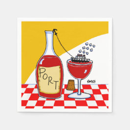 Funny Port Wine Tasting Party Cartoon Servet