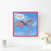 Funny Portland Vegan Flying Pig Wall Clock Vierkante Klok (Huis)