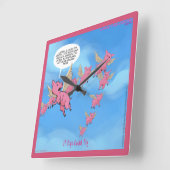 Funny Portland Vegan Flying Pig Wall Clock Vierkante Klok (Hoek)