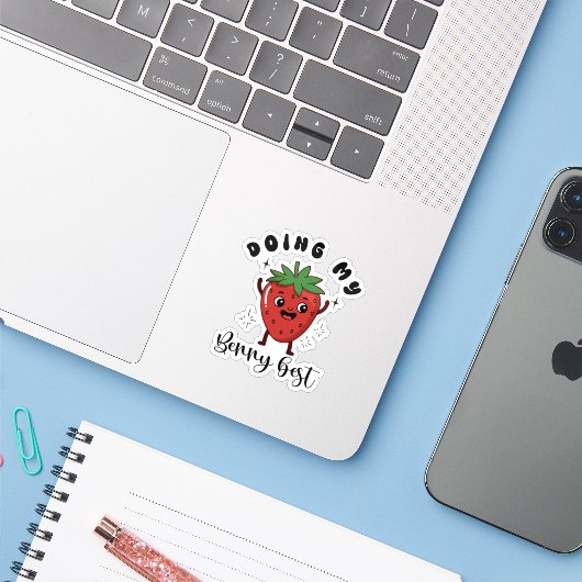 Funny Positivity Quote Doing My Berry Best  Sticker (Laptop met iPhone)