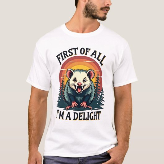 Funny Possum Allereerst ben ik een genot - Schatti T-shirt (Voorkant)