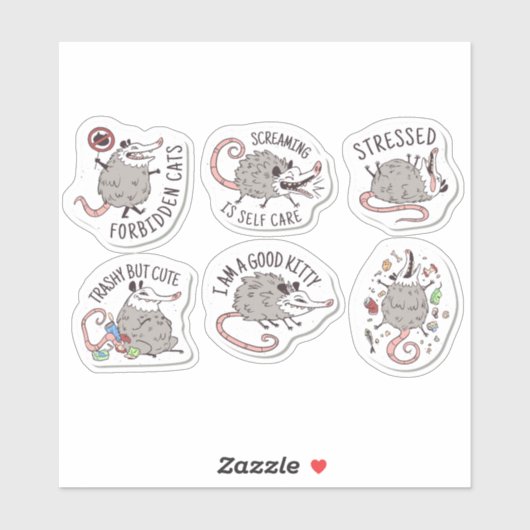 FUNNY POSSUM ANIMAAL STICKERS SET (Vel)