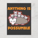 Funny Possum Opossum Pun Alles is mogelijk Briefkaart<br><div class="desc">Dit is een geweldige Opossum Design dat liefde uitdrukt voor de opossum familie en knaagdieren en ratten als dieren. Een motivatie en inspirerend possum pun,  alles is mogelijk! Gift voor possum liefhebbers.</div>