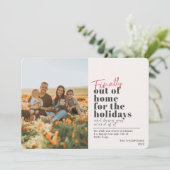 Funny Post Covid, eindelijk uit Home Red Photo Feestdagenkaart (Staand voorkant)