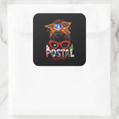 Funny Postal Worker Kerstleopard Messy Bun.pn Vierkante Sticker (Tas)