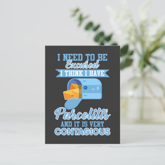 Funny Postal Worker Mailman Carrier Parcel Briefkaart (Staand voorkant)