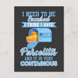 Funny Postal Worker Mailman Carrier Parcel Briefkaart